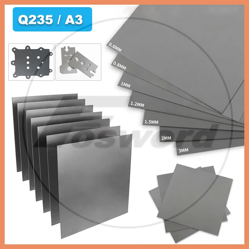 

Q235 Iron Sheet Thickness 0.6/0.8/1/1.5/2/3/4/5mm A3 iron Plate Cutting 50x50/100x100/100x150/100x200/200x200/200x300/300x300mm