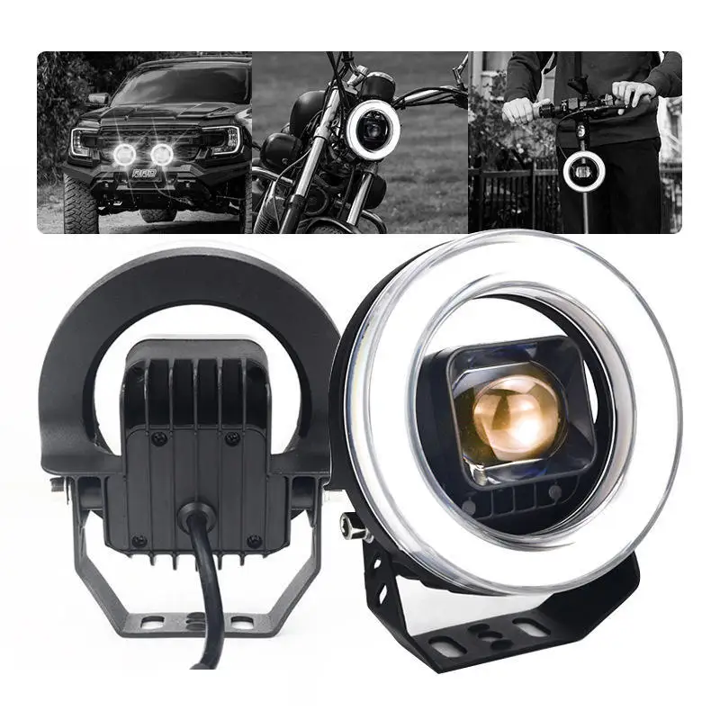 

SAAR Bright 4.5inch Motorcycle LED White Light 30DRL Blue Devil Eyes Headlight