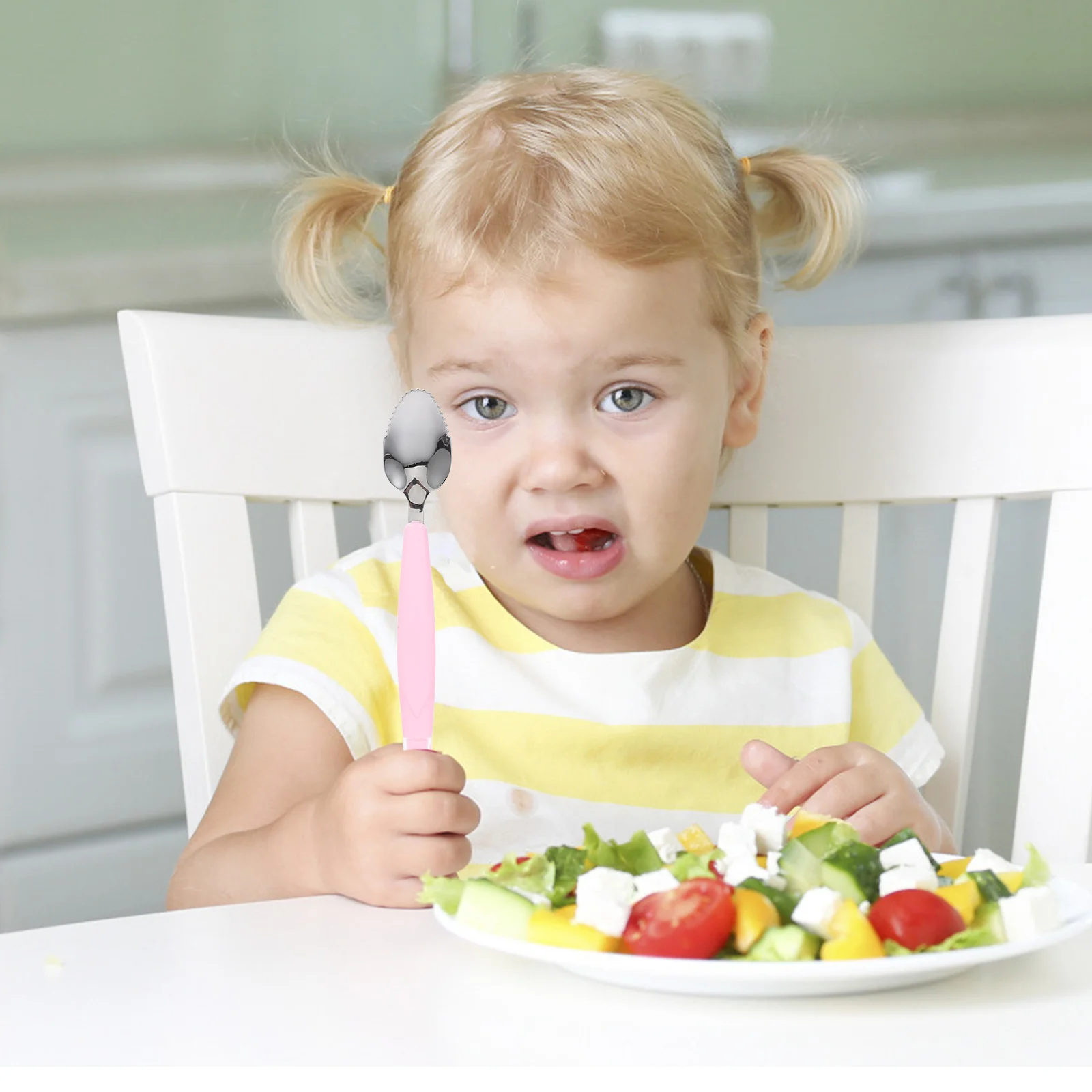 

Silicone Baby Infant Feeding Scoops Scraping Spoon Soft Fruit Puree Spoon with Storage Box Pink ColorToddler Utensils