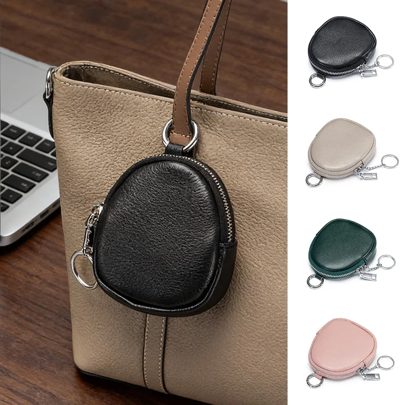 BUYLEMO Minimalist Solid Color PU Leather Key Coin Purse, Unisex Portable Clip-on Card Holder