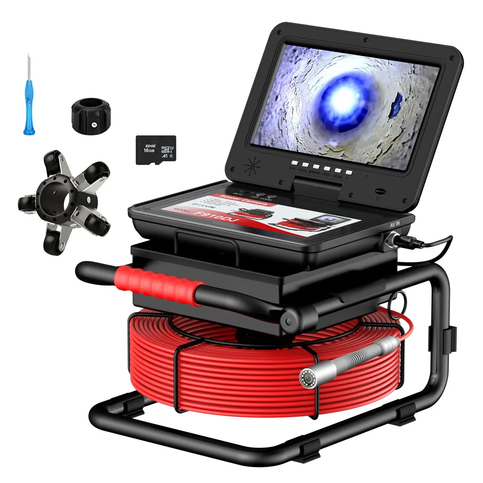 20m Meter Counter DVR 10 Inch IPS Screen 23mm Stainless Steel Probe Mini Sewer Drain Inspection Camera Night Vision Function