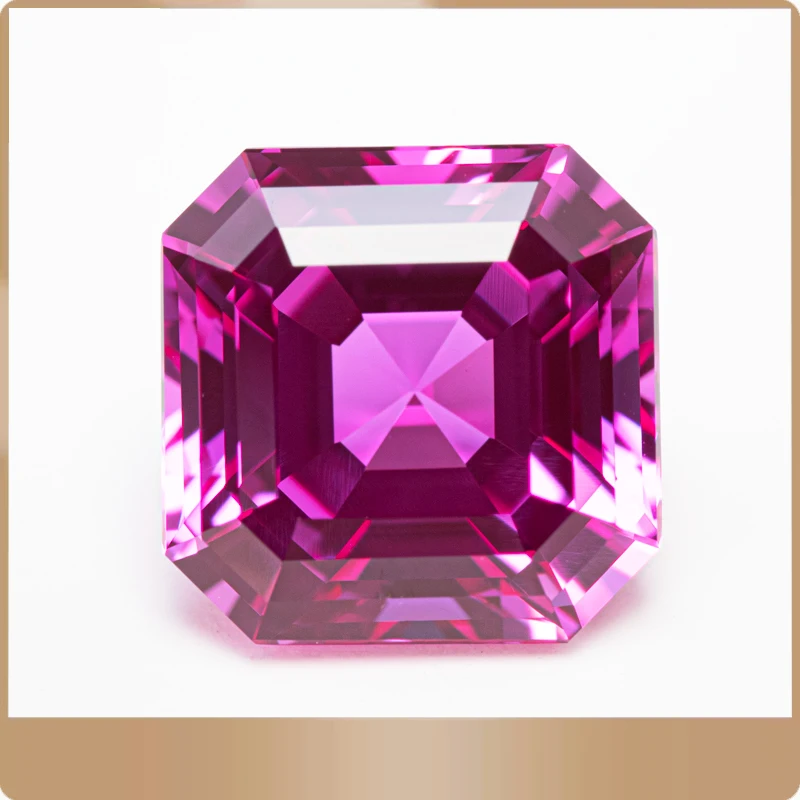 

Top Lab Grown Sapphire Hot Pink Color Square Asscher Cut VVS1 Charms DIY for Jewelry Making Materials Selectable AGL Certificate