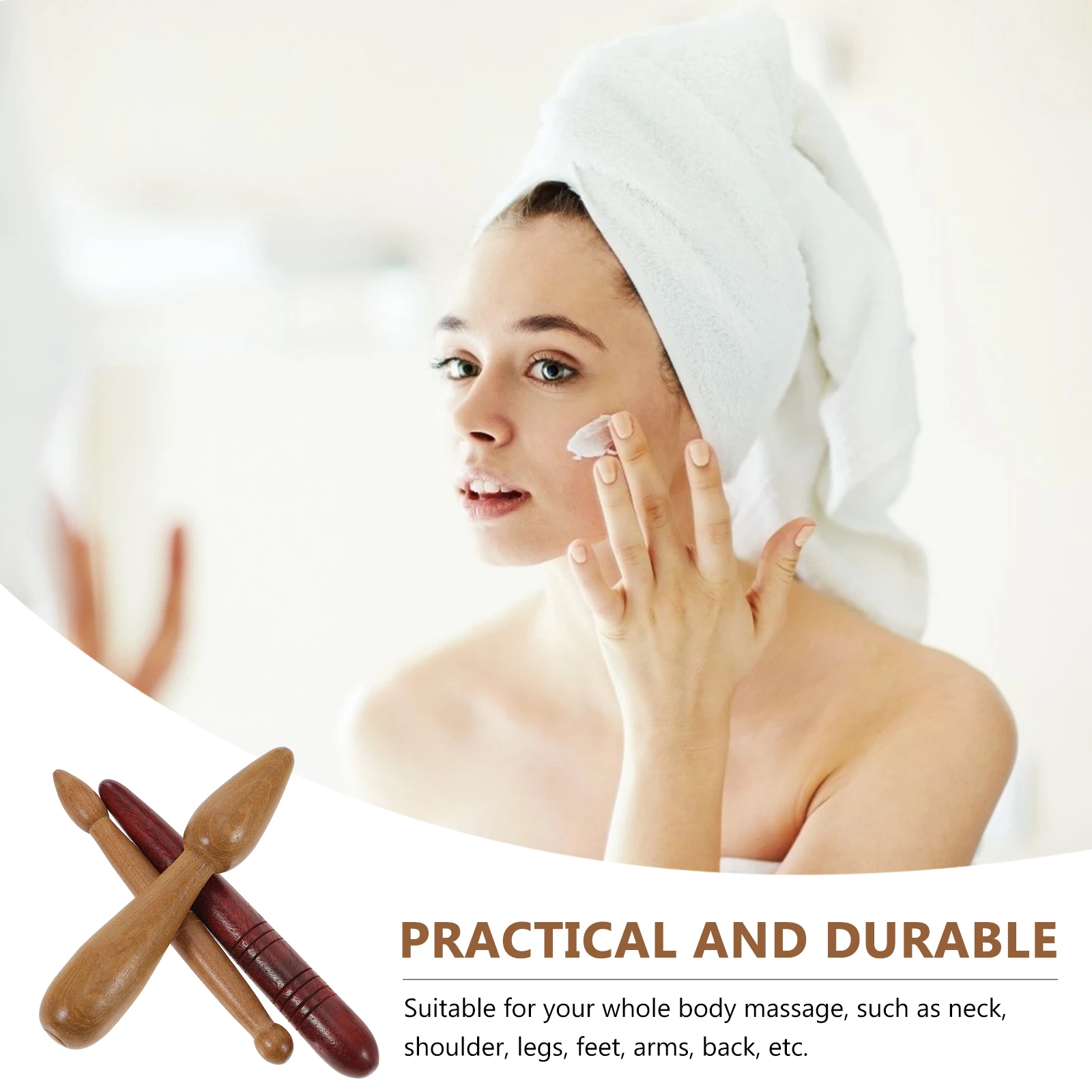 

3 Pcs Wood Roller Massager Body Massage Stick Portable Acupoint Feet Tools Foot Scraping Bar Unique Devices Red Wood