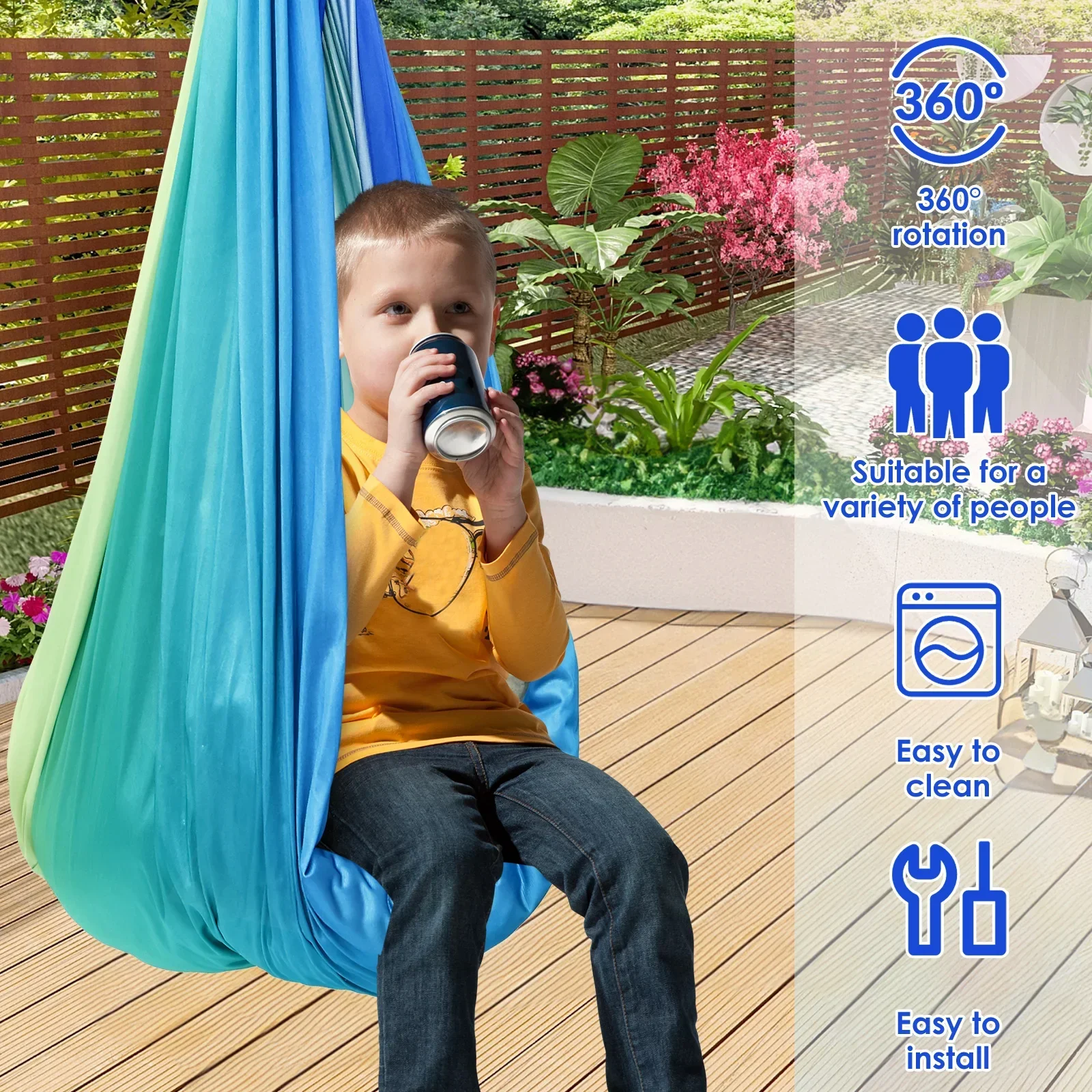 感覚スイング 快適な子供用感覚ハンモック 耐荷重200ポンド - Kids Outdoor Furniture のレビューと価格