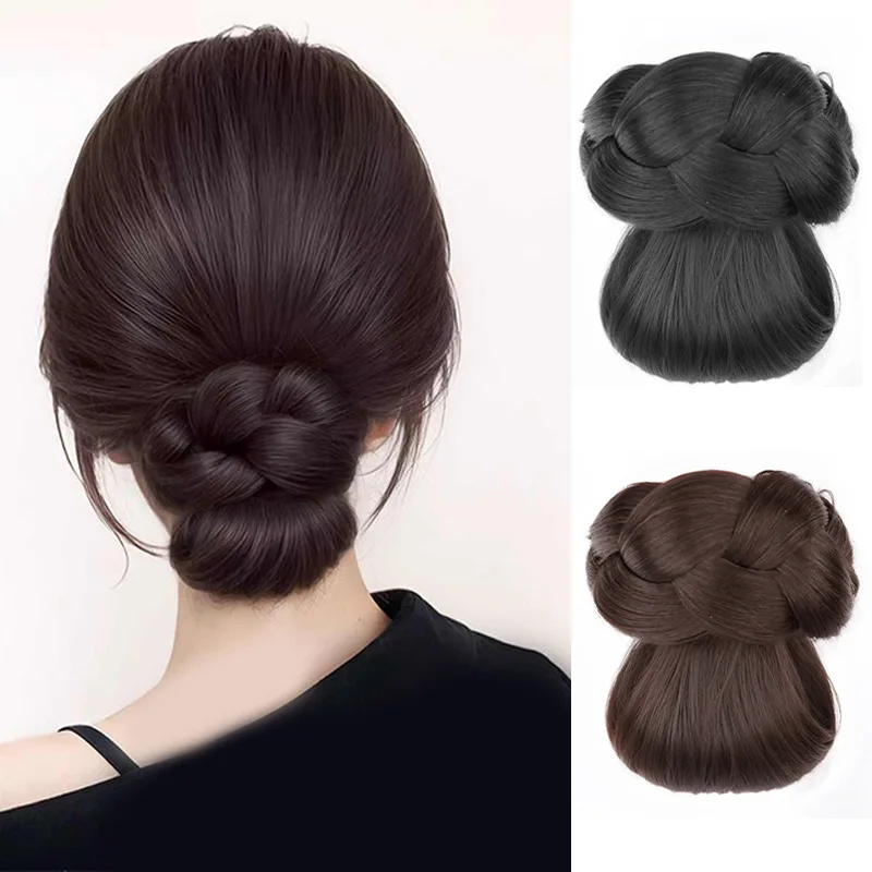 

Синтетические аксессуары для волос, прическа в виде булочки, плетеная с зажимом для когтей, прическа для наращивания волос для женщин, шиньон