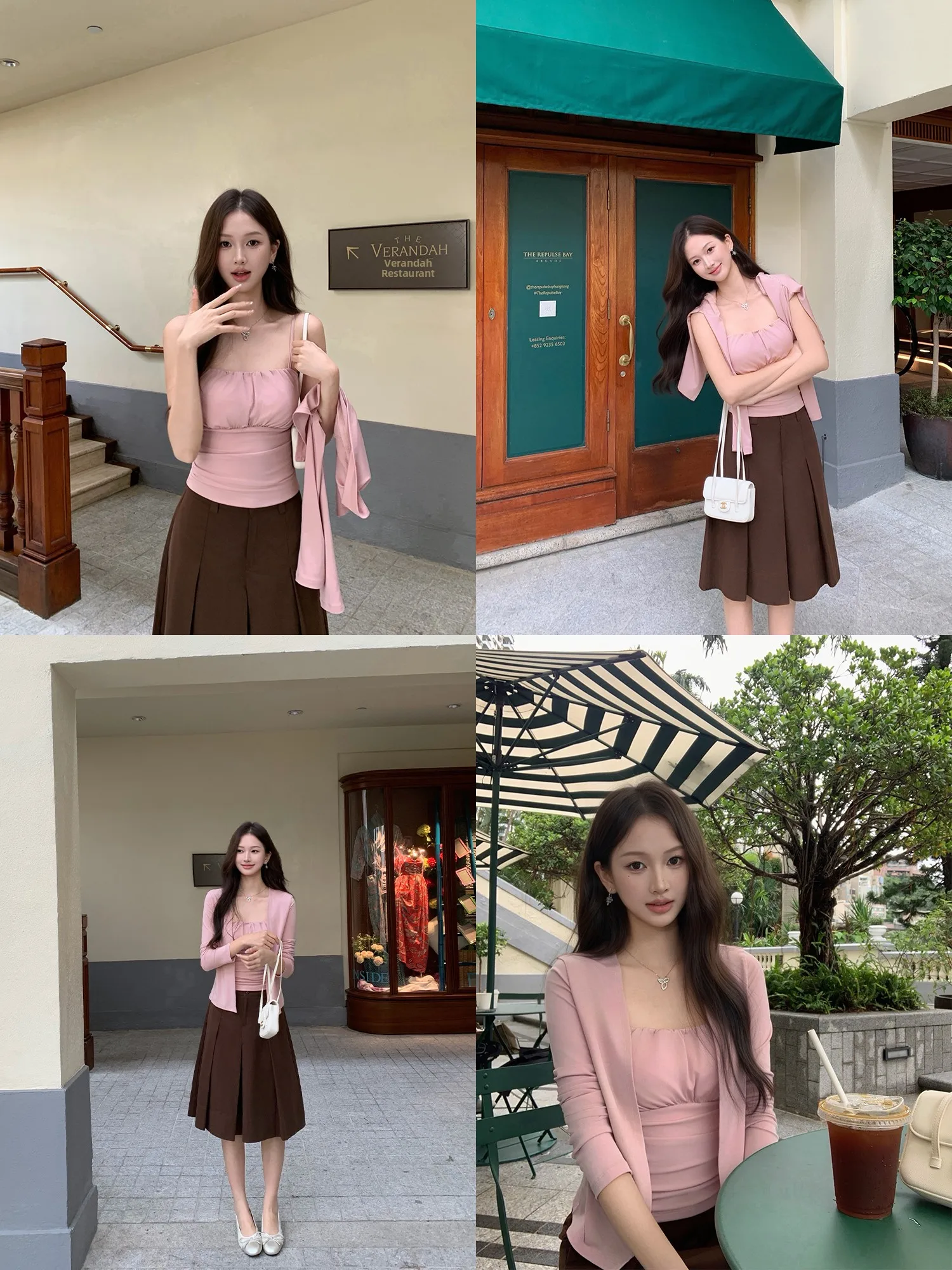 Pusumede Senna Aromatherapy Short Knitted Cardigan Women's Long Sleeve Folded Hemline with Chest Pad Tank Top Two-Piece Set