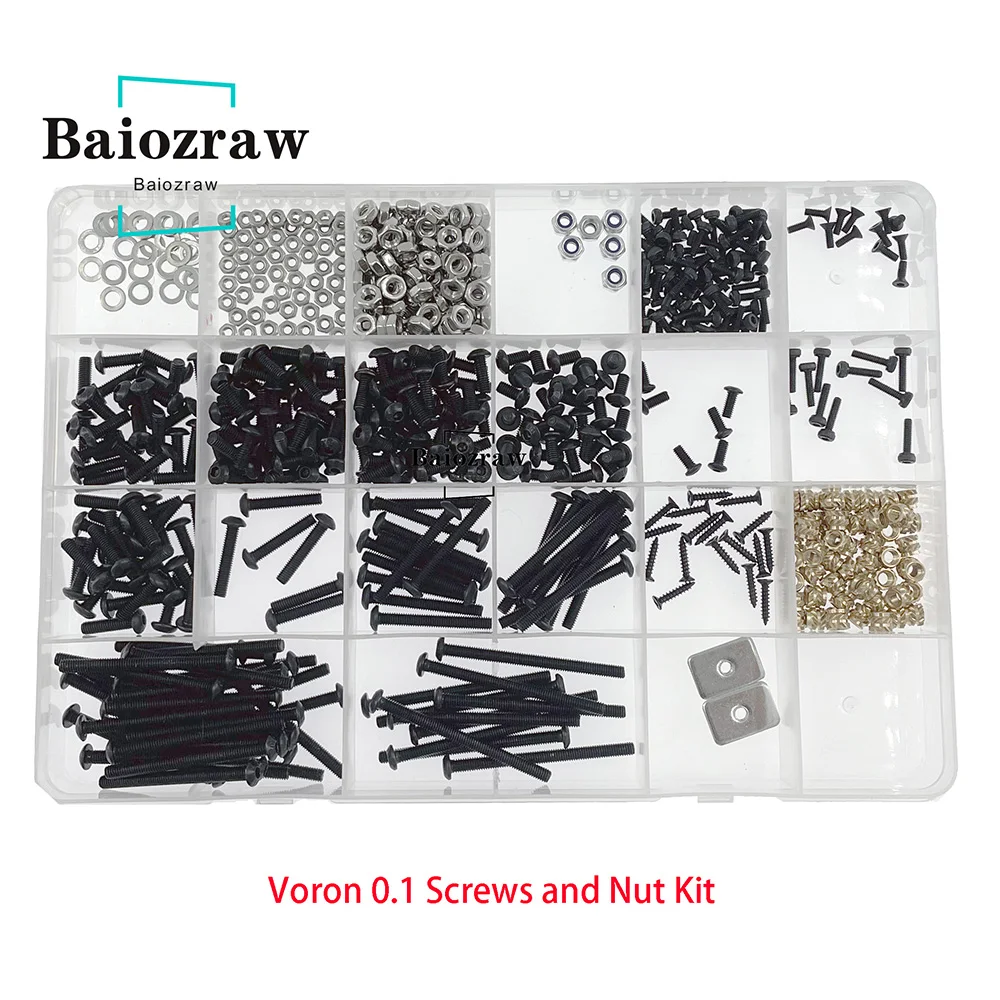 

Baiozraw V0.13D Printer DIY Project Fasteners Screws Nuts Full Kit V0.1 3D Printer Screws Full Kit for Voron 0.1 Parts