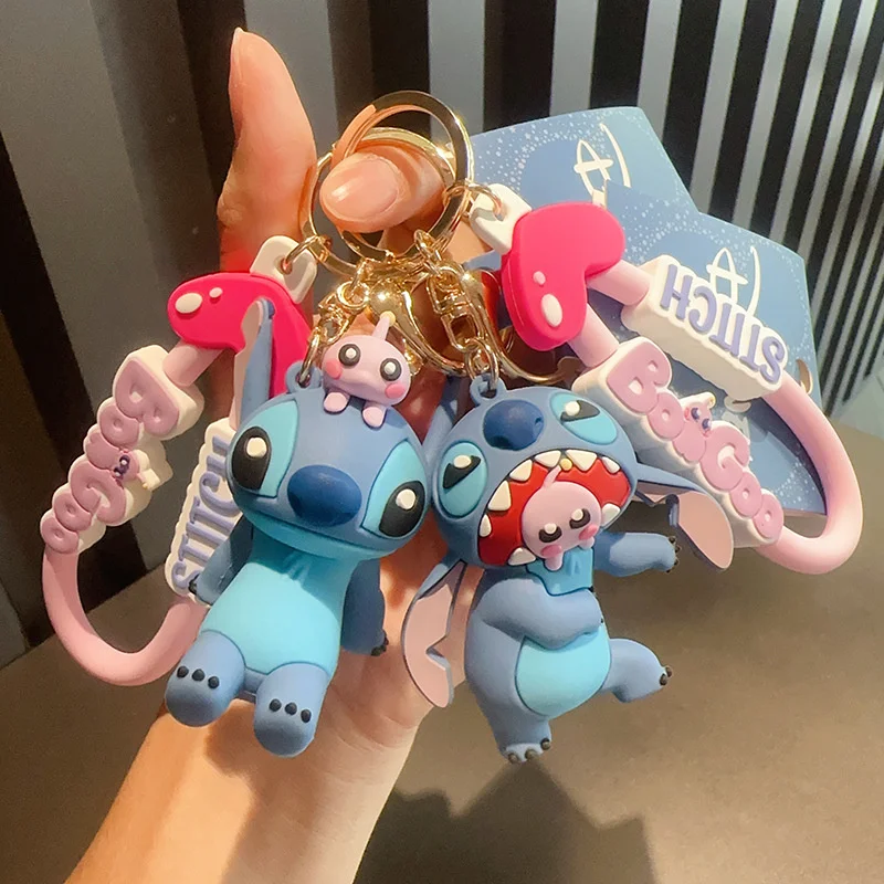 New Disney Lilo and Stitch Pendant Keychain Caroon Stitch Doll Keyring Cute Children Toys Car Keychains Women Christmas Gifts