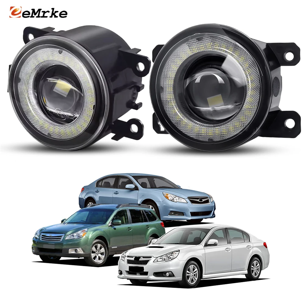 2x Glass Lens LED Fog Lights for Subaru Legacy Outback USA 2010 2011 2012 Liberty 2013 2014 Angel Eyes DRL Daytime Runinng Light