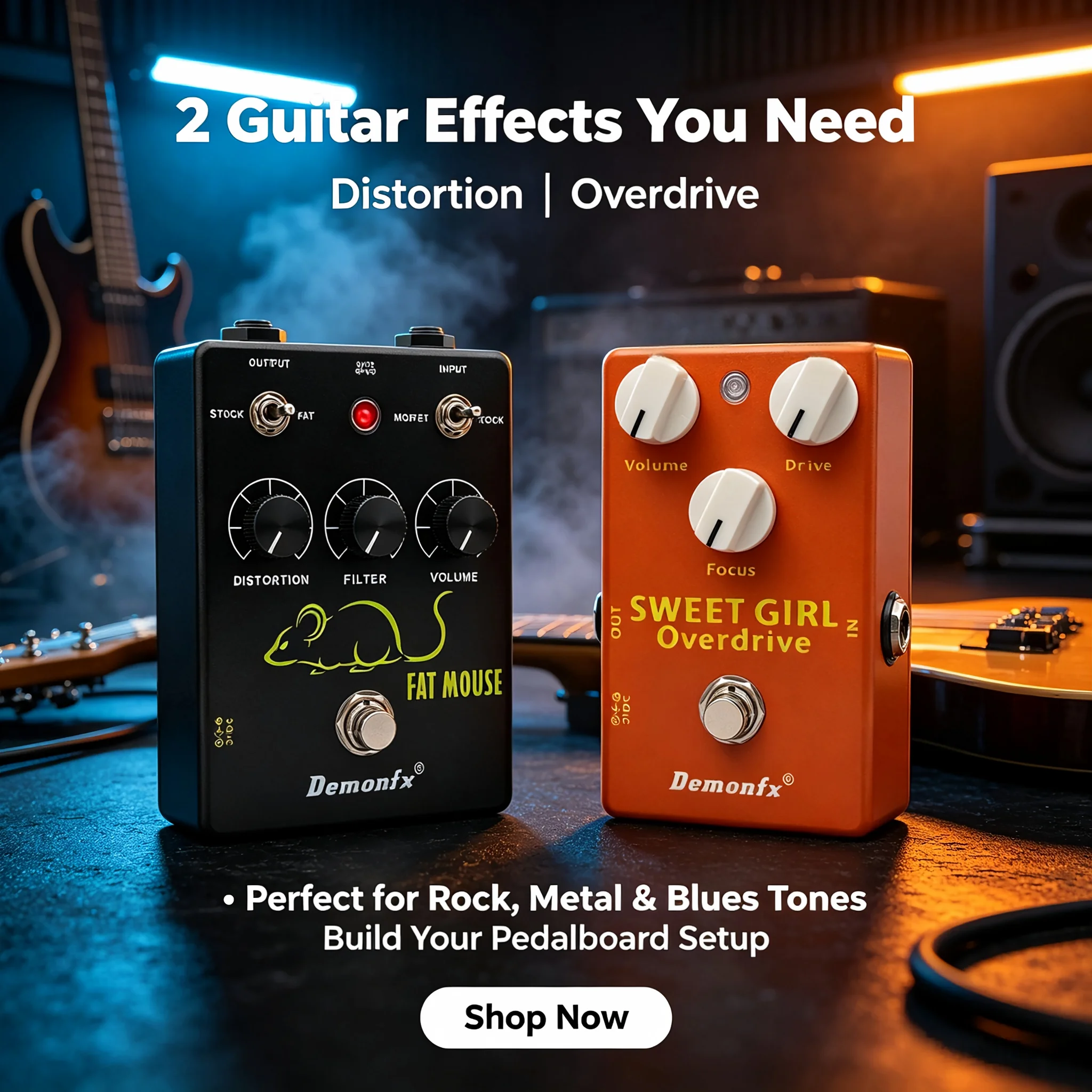 demonfx Fat Mouse /Sweet Girl/AUTO WAH Pedal de Efectos para Guitarra Distorsión Rat SweetHoney Drive AUTO WAH