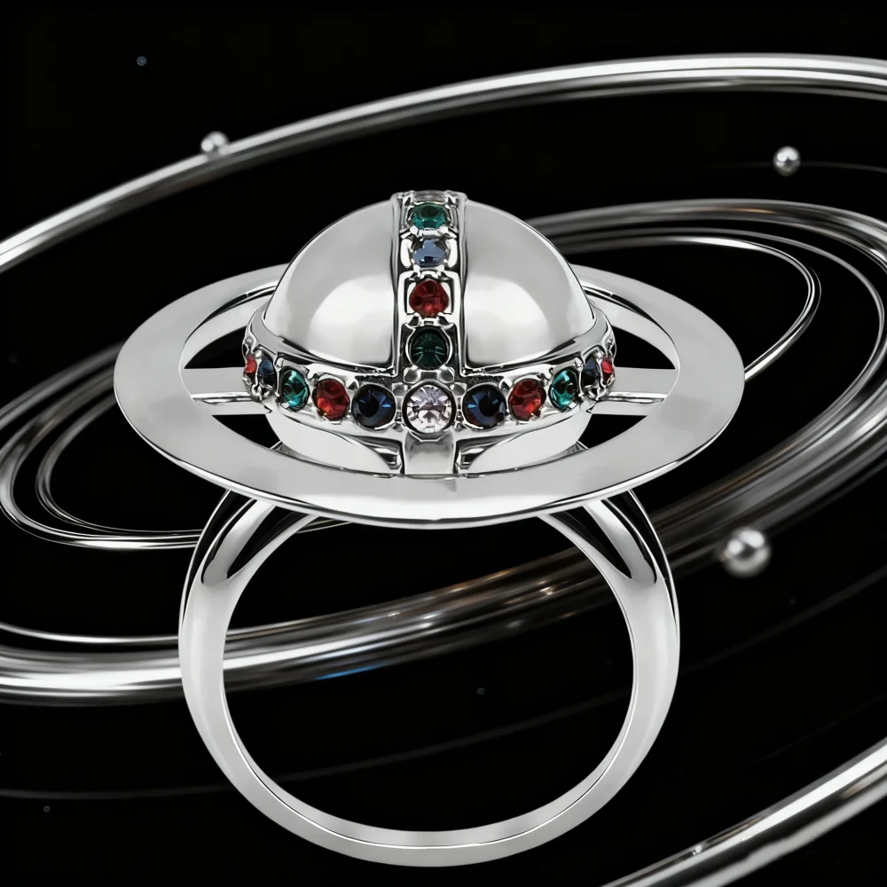 

Женское ювелирное кольцо из стерлингового серебра 925 пробы с ядом Сатурна