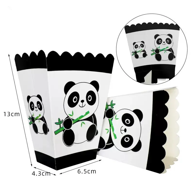 6/24 Pcs White Panda Theme Party Paper Candy Boxes