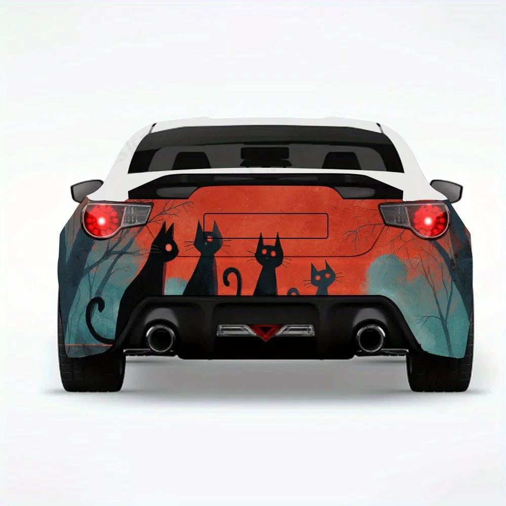 

Black Cat Red Moon Cemetery Car Sticker,Automotive Car Vinyl Wraps for Decoration and Protection-Waterproof Self - Adhesive Vin