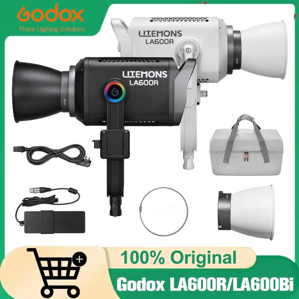 Godox LA600R/LA600BI 600W Full-color RGB & Bi-color LED COB Video Light Highlight Fill Light DMX & App Control Studio Lighting