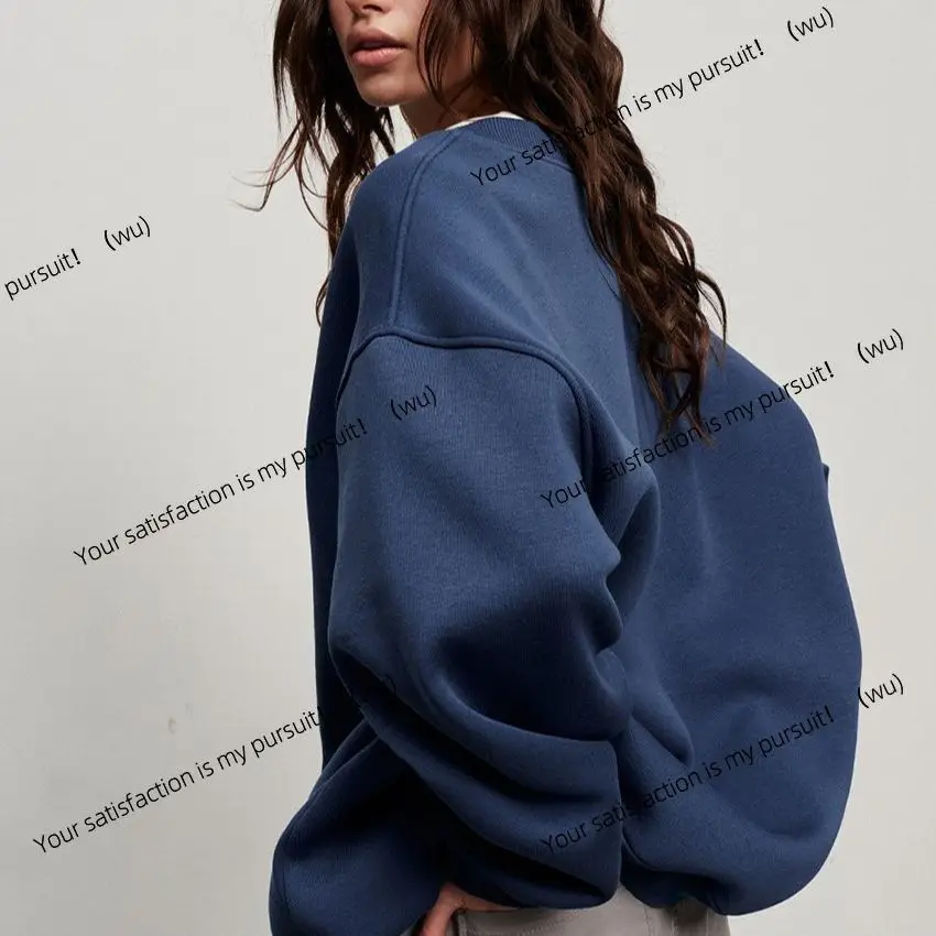 ZOCI-Sweater longgar berkerah bulat untuk wanita, sweater pullover fleece oversize warna polos untuk musim gugur dan musim dingin.