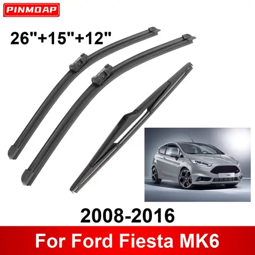 1/2/3/4/6 Uds limpiaparabrisas de coche para Ford Fiesta MK6 2008-2016 limpiaparabrisas delanteros y traseros cepillos accesorios de automóvil 2011 2012 2013 2014 2015