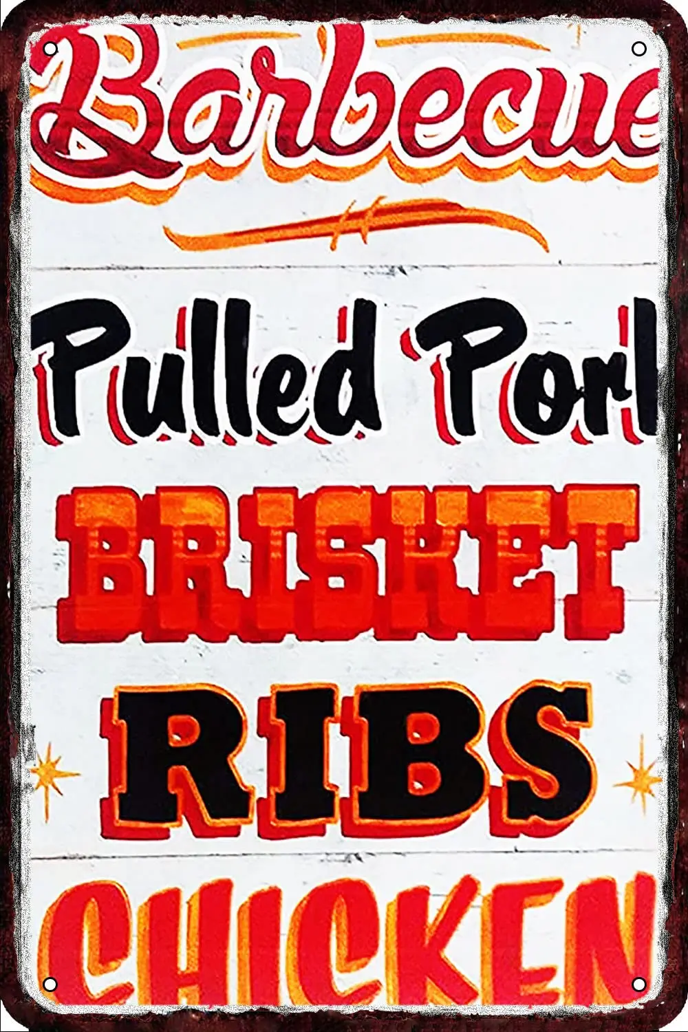 Baibecue Pulled Pork Brisket Ribs Chicken Vintage Metal tin Sign Wall Decor Retro Art  Decorations for Home Man Cave bedroom 8x1