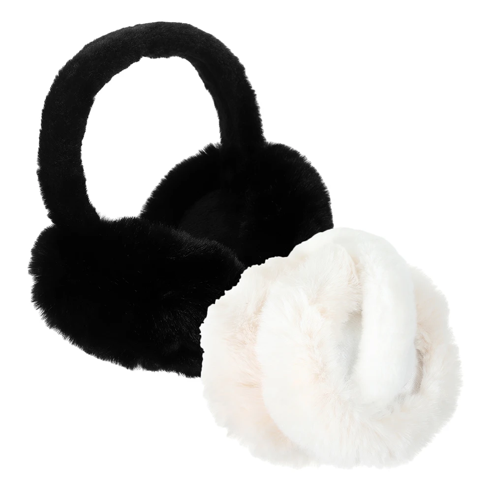 2 BH Earmuff lipat wanita, Earmuff berbulu baru penghangat telinga luar ruangan pelindung telinga untuk wanita anak-anak Ski pria luar ruangan musim dingin