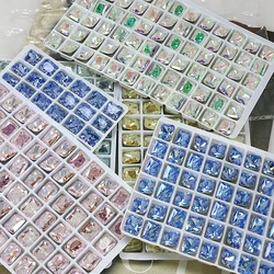 10x8mm 20Pcs Rectangular Octagon Nail Crystal Decoration for women's Clothing and Beads for Needlework DIY Nails