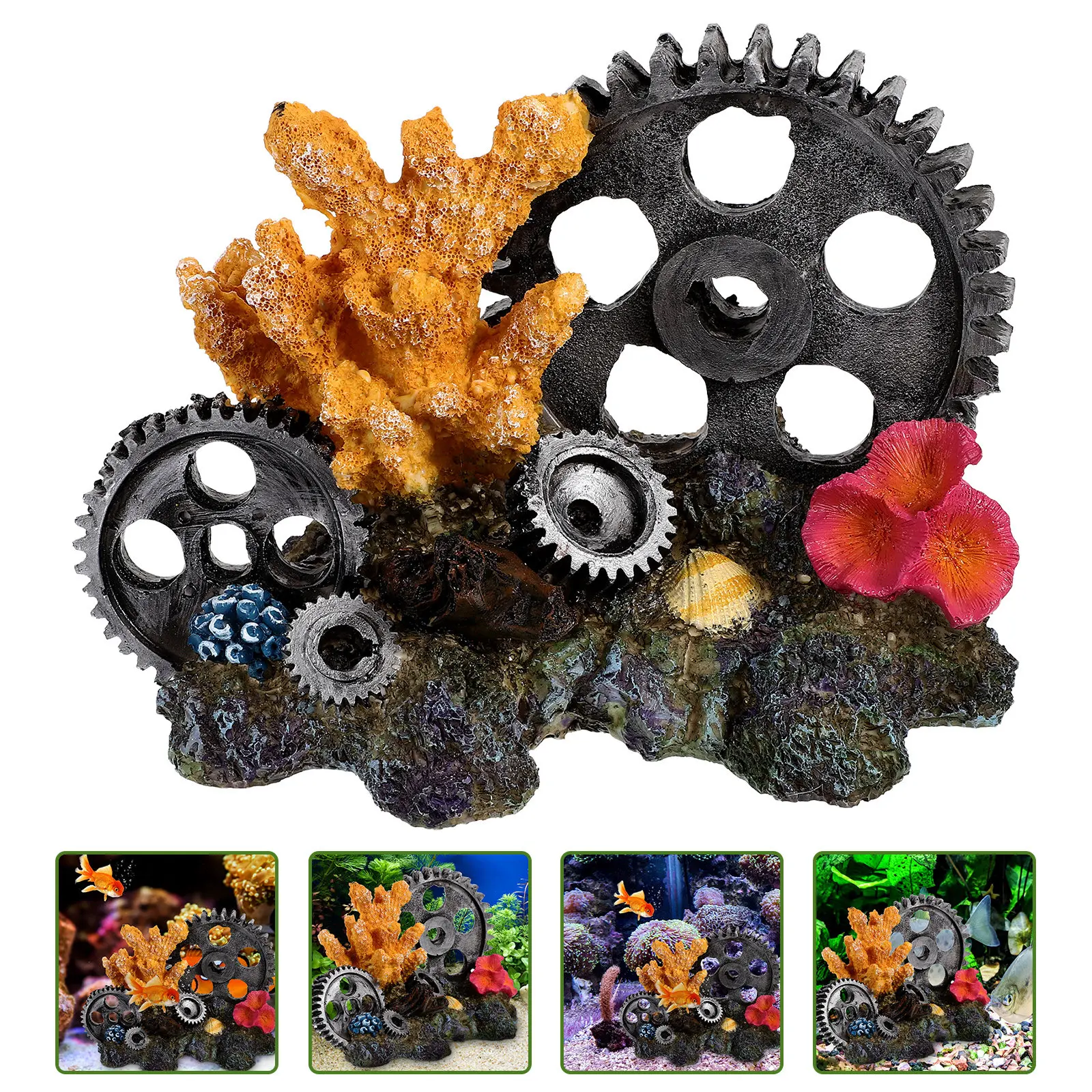 

1 шт. Декоративное украшение для аквариума из смолы: маленькая реалистичная имитация скалы, прочное подводное укрытие, креативный декор для аквариума