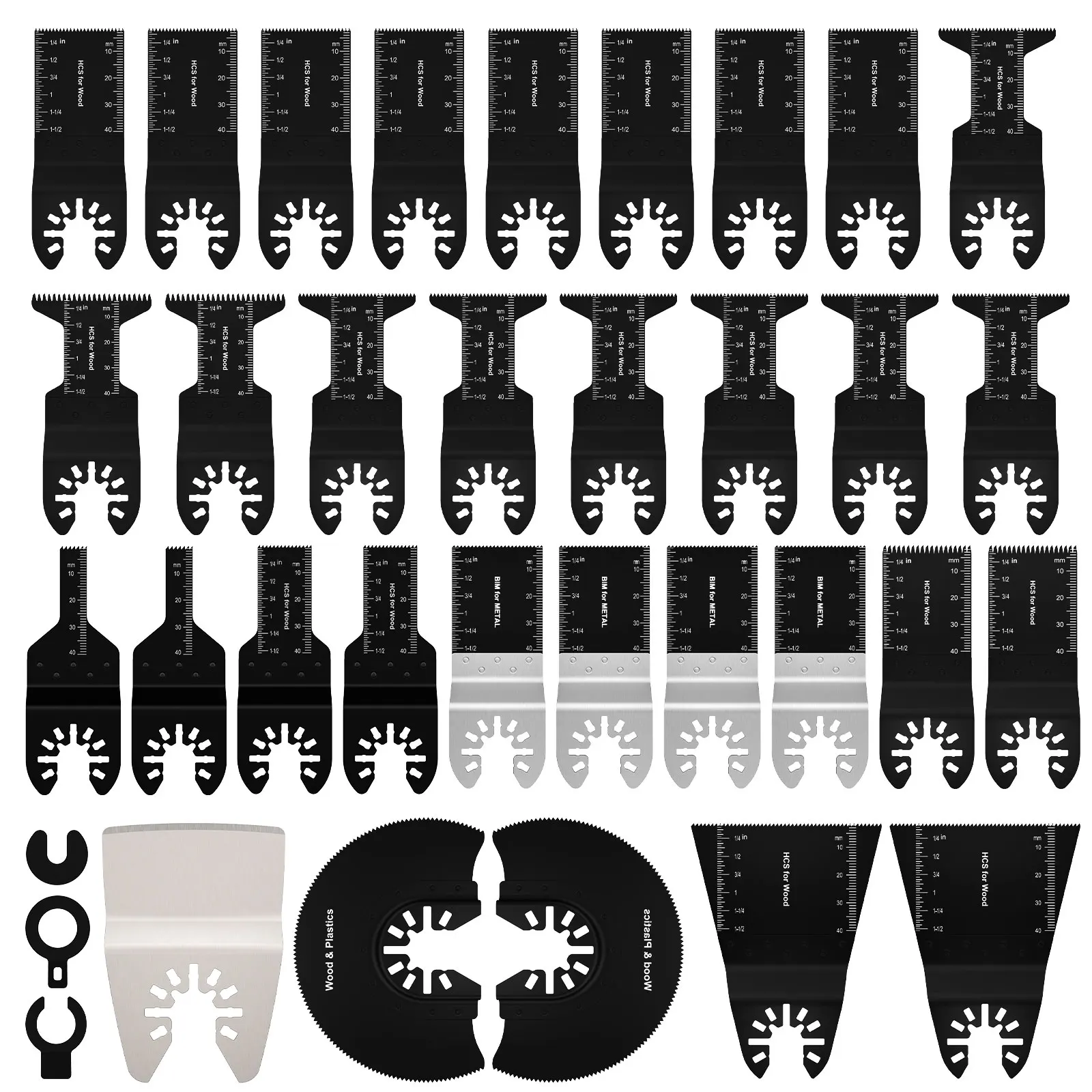 

5to33Pcs Oscillating Saw Blades 20-88MM Multi-size Saw Blade High Carbon Steel Oscillating Blades Cutting Saw Blades with Gasket