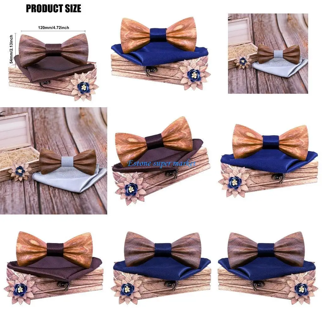 

090B Wooden Baby Bowtie with Textured Design Hand Carved Bowtie