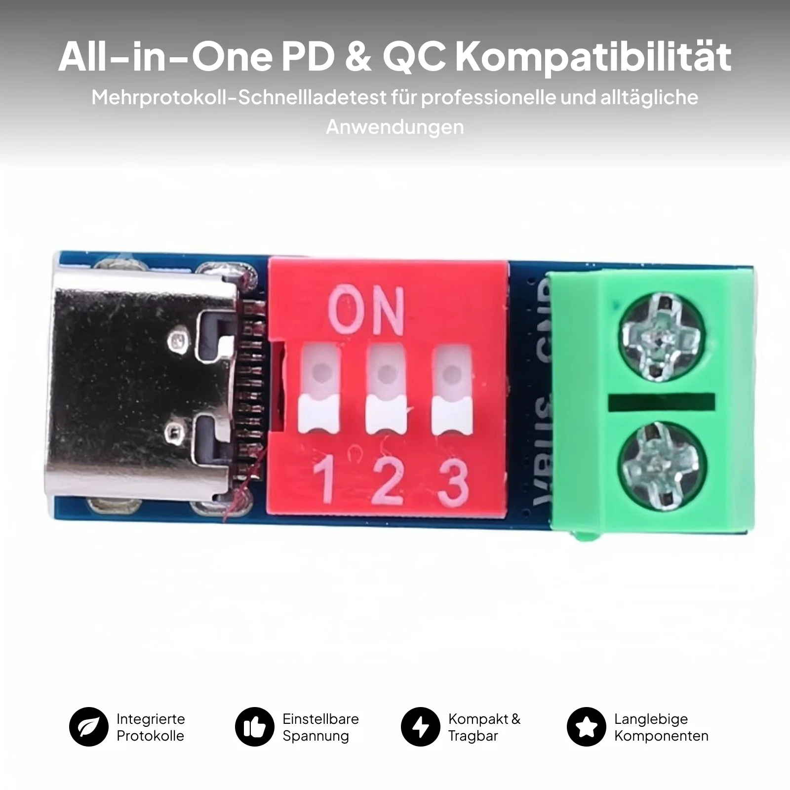 Portable USB C PD Adapter Board Fast Charge Module with over Voltage Temperature Protection for High Demand Devices