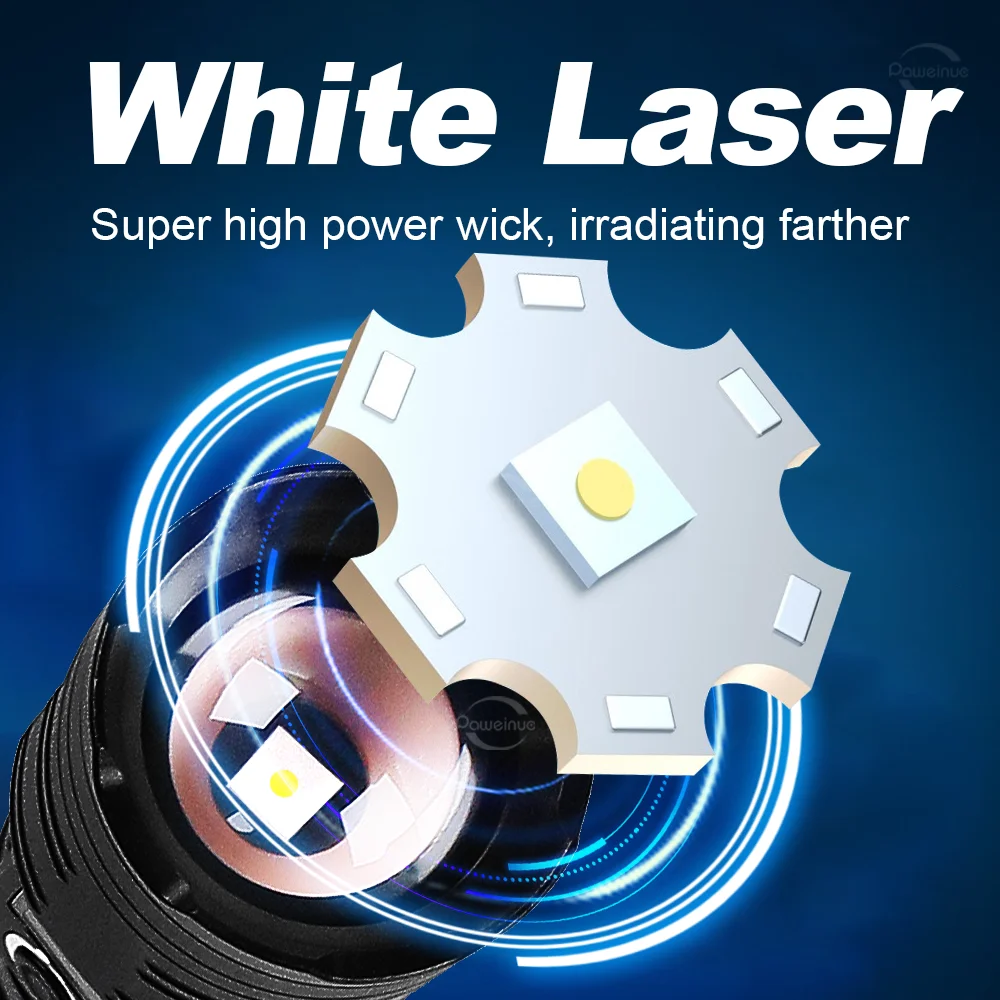 NEW 10000LM Ultra Powerful LED Flashlight White Laser Tactical Flash Light USB Rechargeable High Power Torch Camping Lantern