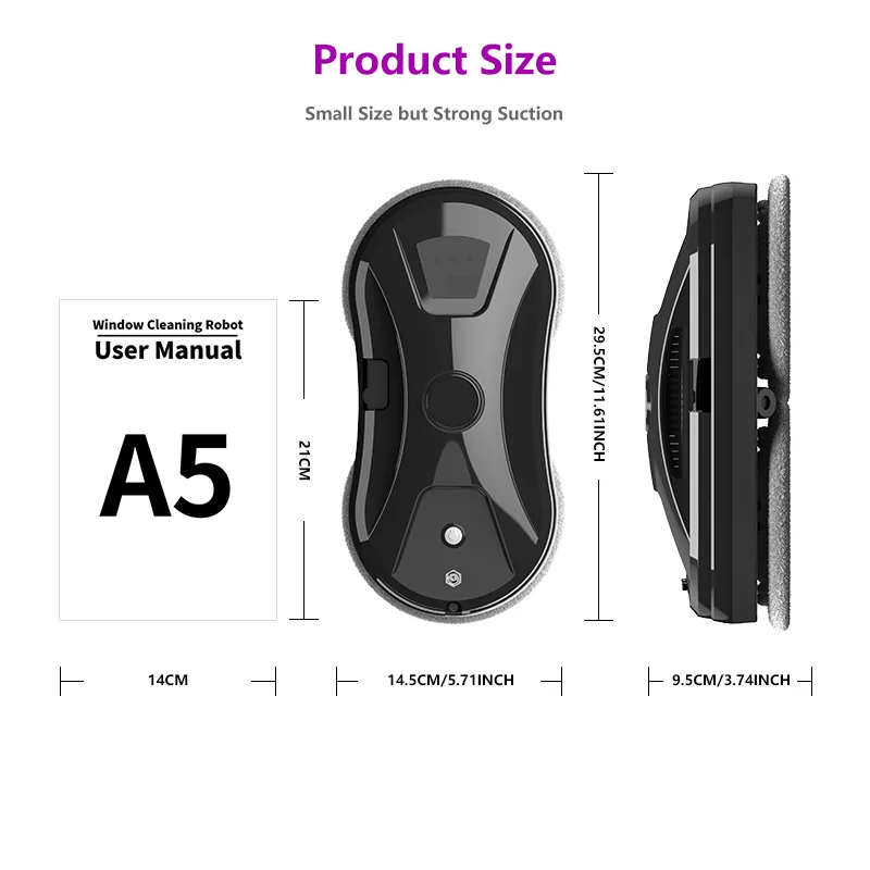 Robot inteligente para limpieza de ventanas, unidad de limpieza exterior avanzada, limpieza de suelos, control remoto y dos modos automáticos.