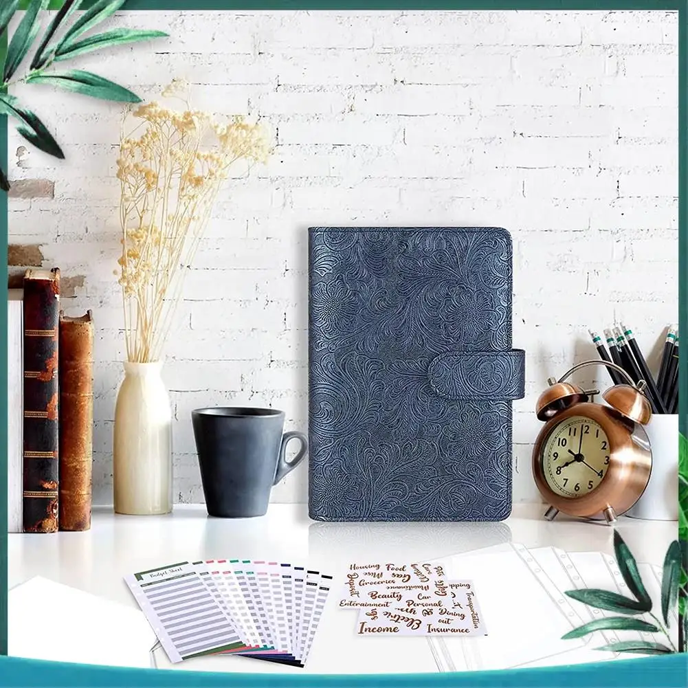 (NEW) Budget Binder With Zipper Envelopes,Money Saving Cash Envelope With 8 Clear Pockets,6-Ring Binder With 2 Label Stickers
