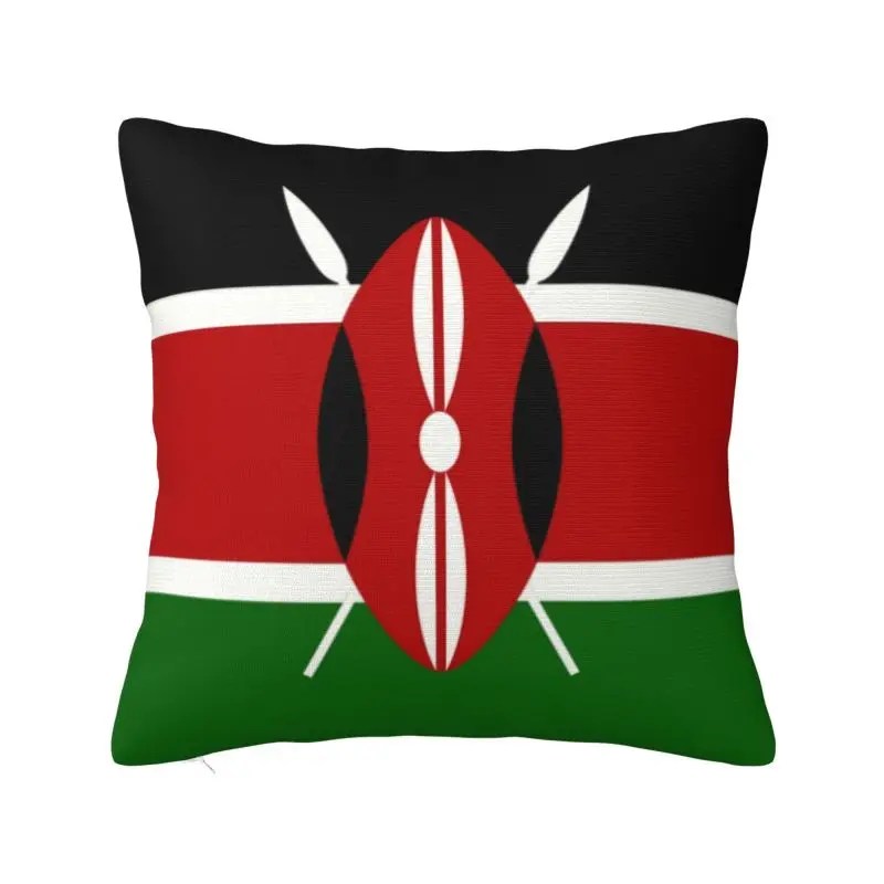 Kenya Flag Square Pillowcover Decoration Kenyan Patriotic Cushions Throw Pillow for Sofa Double-sided Printing