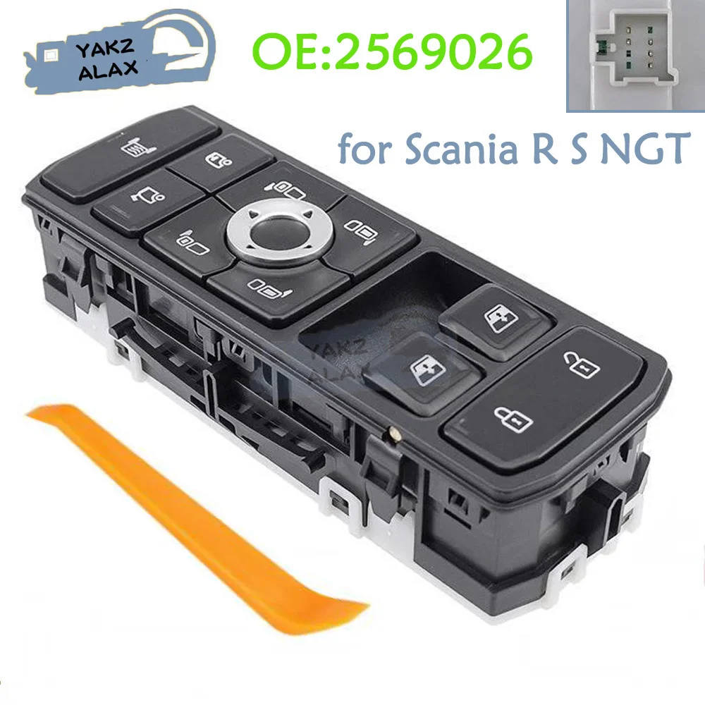 

2569026 for Scania R S NGT Truck LHD Electric Master Power Window Control Switch Glass Regulator Controller Car Accessories