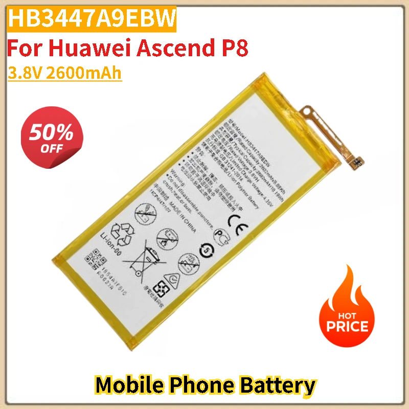

HB3447A9EBW аккумулятор мобильного телефона 3,8 В 2600 мАч для Huawei Ascend P8 Сменный аккумулятор совершенно новый, высокое качество