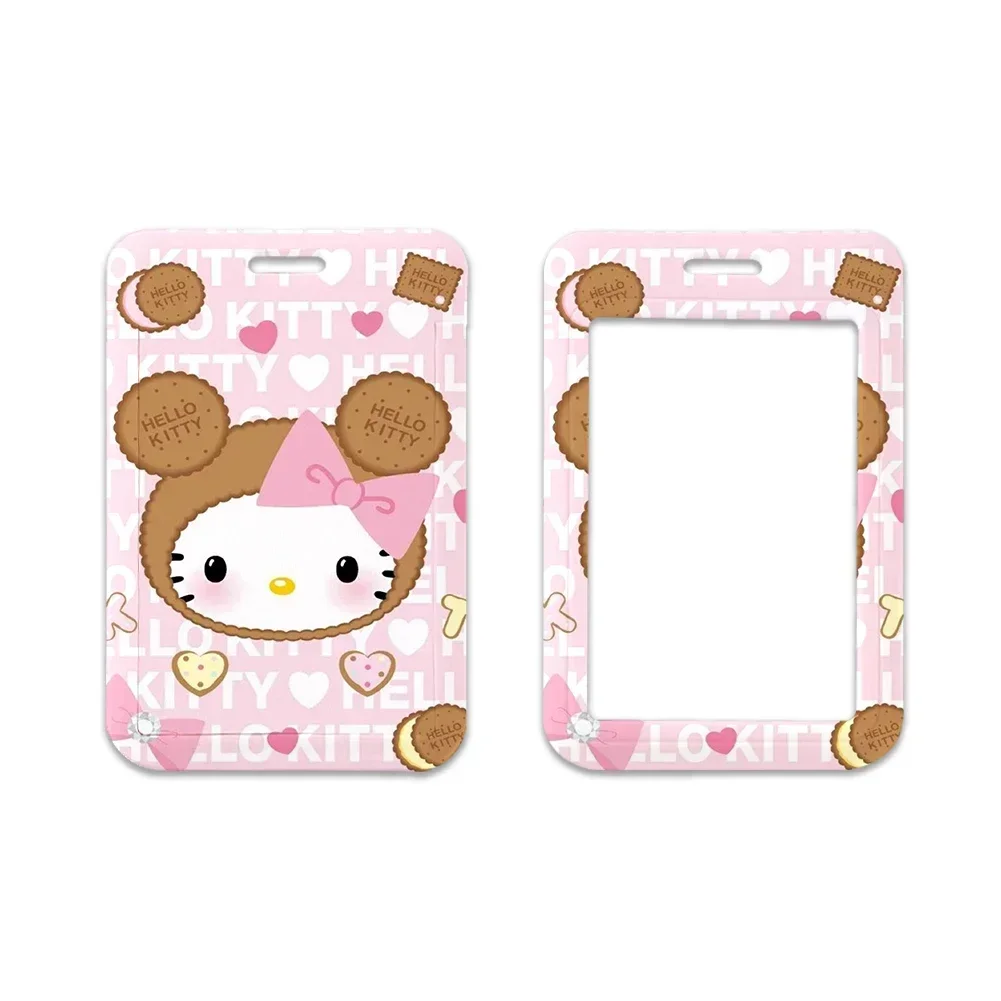 الوردي مرحبا كيتي حامل بطاقة الائتمان الحبل الأطفال معرف شارة حاملي الفتيات بطاقة الهوية حالة الرقبة حزام المفاتيح #2