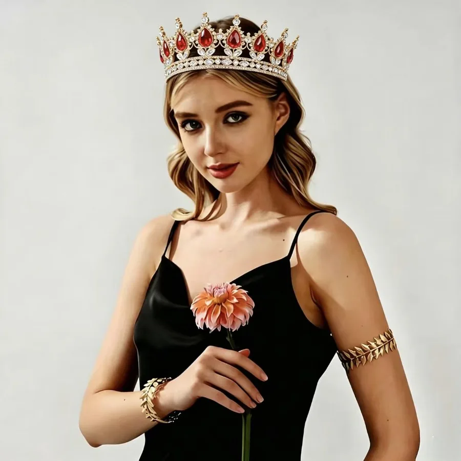 Luxuriöse Kristall-Strass Tiara Krone - Eleganter Prinzessinnen-Kopfschmuck für Hochzeit Braut Geburtstagsfeier – Detail 14