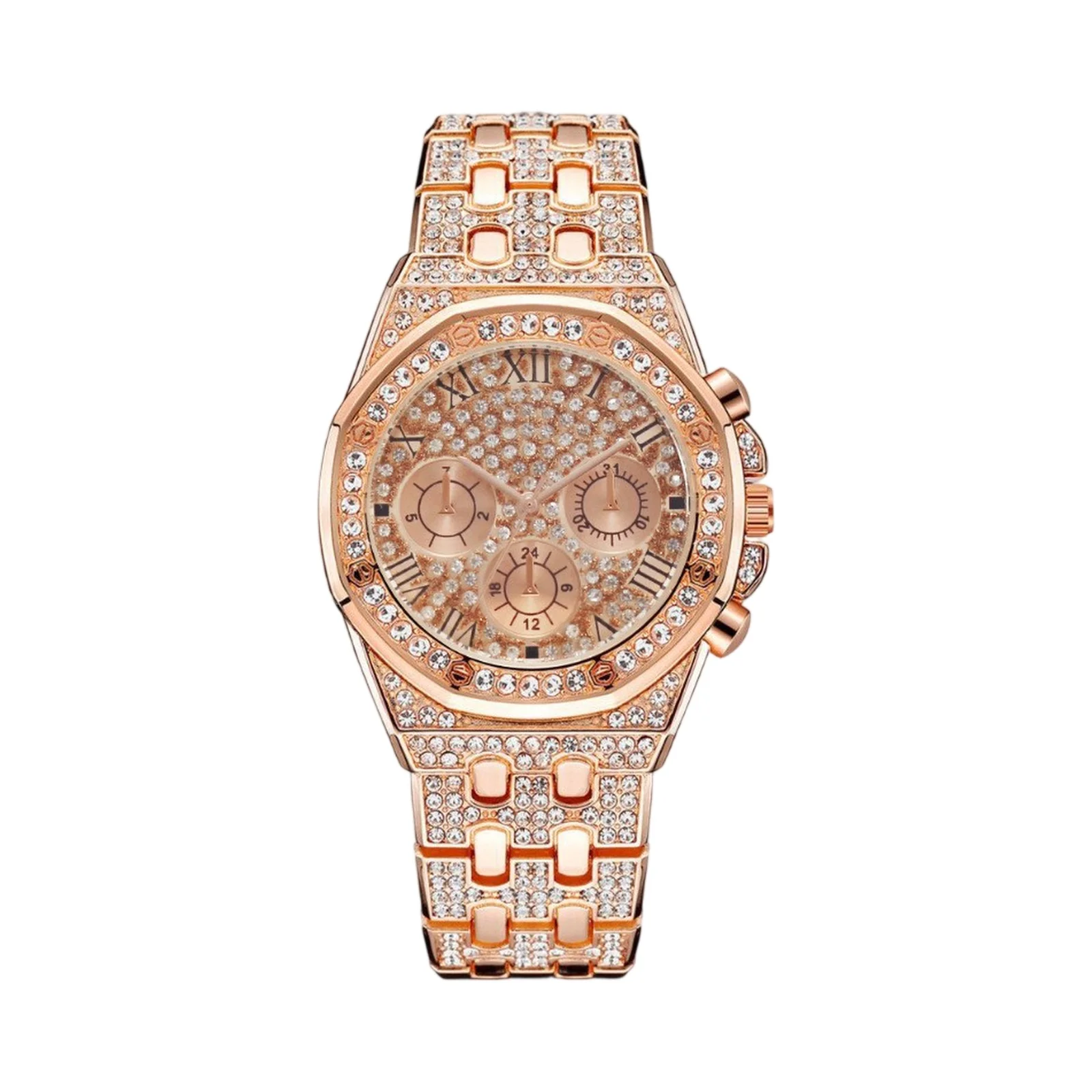 أزياء فاخرة الذهبي ووتش سوار النساء الرجال ووتش للجنسين الفولاذ المقاوم للصدأ كوارتز ساعة اليد الملونة الهاتفي ساعة الزخرفية #5