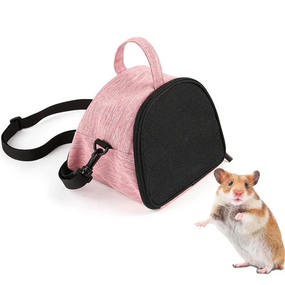 Portable Breathable Hamster Carrier Zipper Closure Soft Texture Mesh Design Adjustable Hamster Bag Small Pet Supply