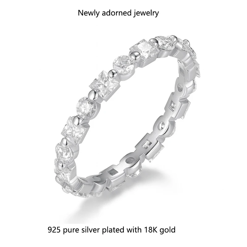 

S925 silver full circle 2.1 carat moissanite ring, alternating setting, best-selling standalone ring