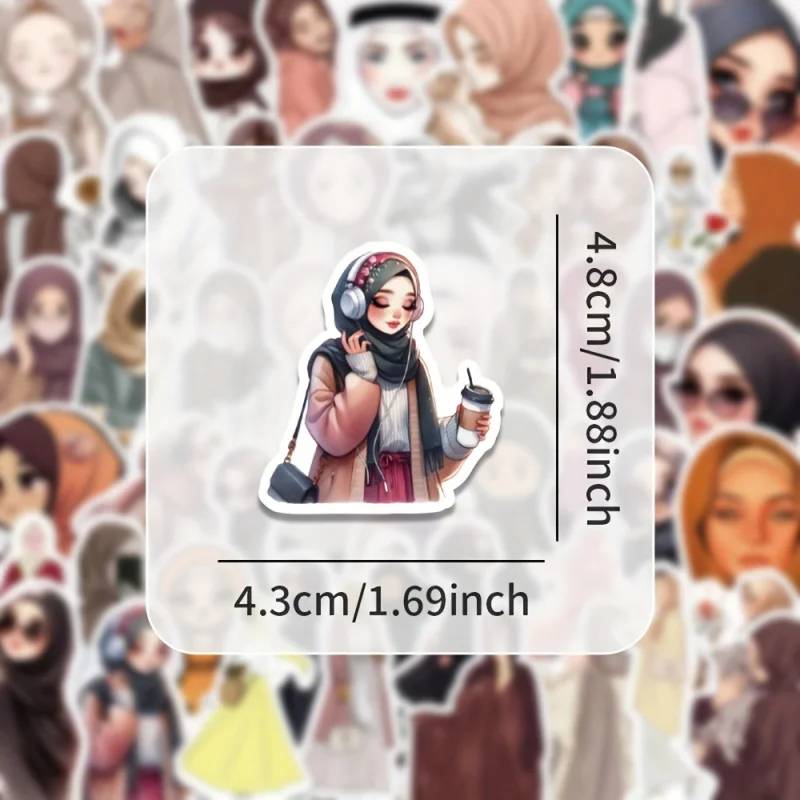 54pcs Muslim Girl Stickers Creative planner phone decoration stickers view 2