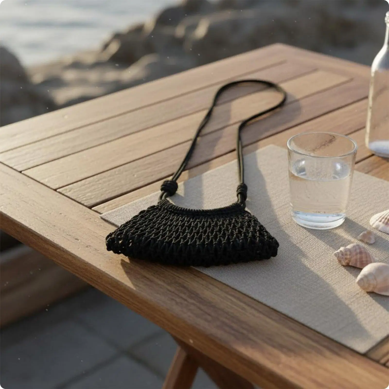Mesh Handbag Transparent Net Woven Purse Cotton Rope Crossbody Straw Bag for Holiday Beach Dresses