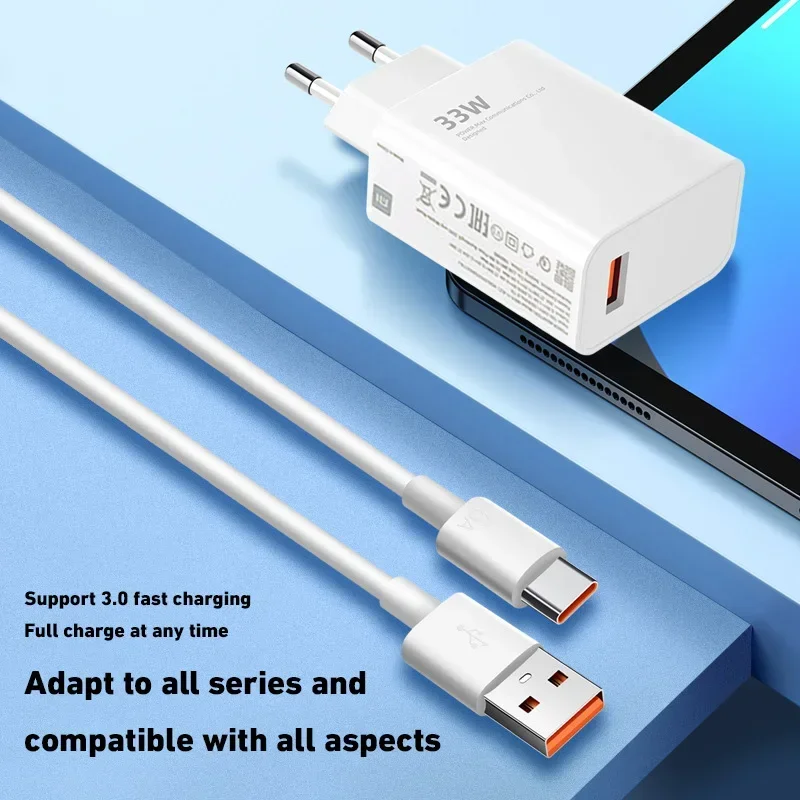 Xiaomi 120W QC 3.0 Szybkie ładowanie USB Szybka ładowarka do telefonu komórkowego Adapter 6A Kabel USB typu C do Xiaomi Huawei Samsung