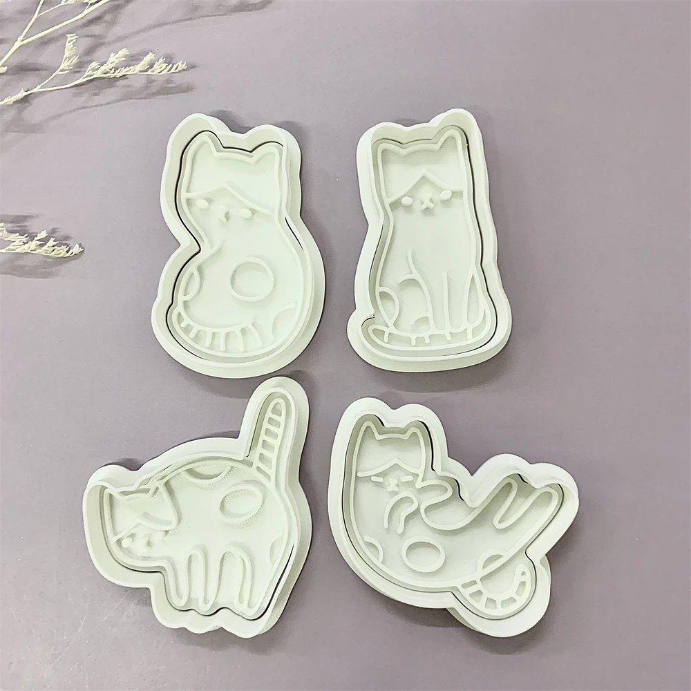 Cute Cat Shaped Cookie Cutters Animal Pet Kitten Birthday Cake Decorating Tool Fondant Frosting Biscuit Mold Baking Accessories