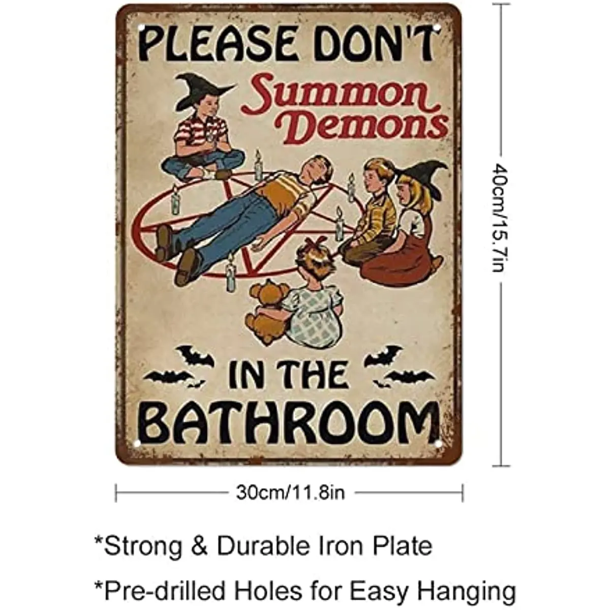 Si prega di non chiamare i demoni nel bagno Poster avvolto bagno Decor Halloween Vintage metal Tin Sign Retro Wall Decor