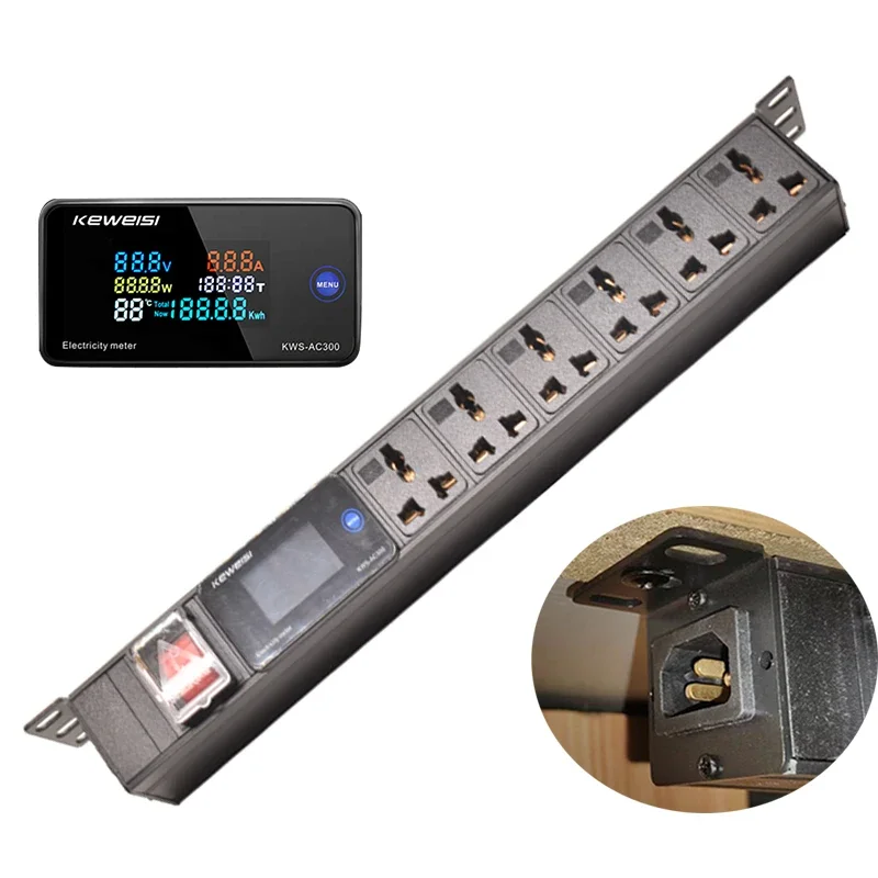 

Настольная розетка Скрытая установка Вольтметр Амперметр Мощность Счетчик энергии Удлинитель C14 Вход питания 2-6-контактная универсальная розетка