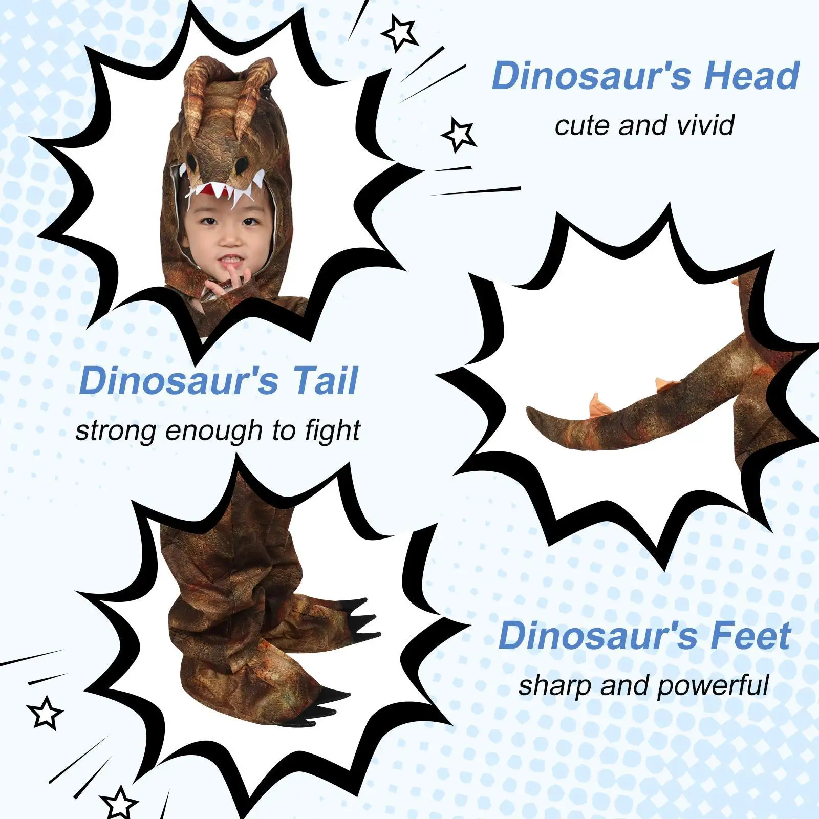 キッズ恐竜コスチューム ハロウィンをドレスアップ 男の子用 ノベルティ恐竜ジャンプスーツ