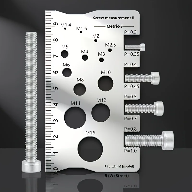Thread Checker Screw Measurement Ruler Stainless Steel Caliper Metric Gauge Tool For Measuring Screw Pitch Bit Bolt Nut Screw