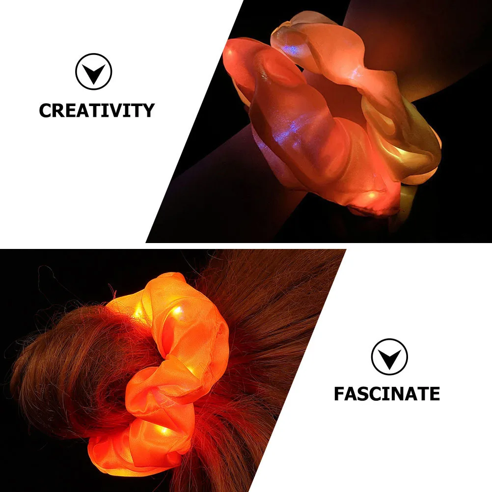 

12Pcs LED Luminous Scrunchies Fashion Hair Ties Soft Elastic Bands for Women Girls Glow Party Accessories Decorative Hair Rings