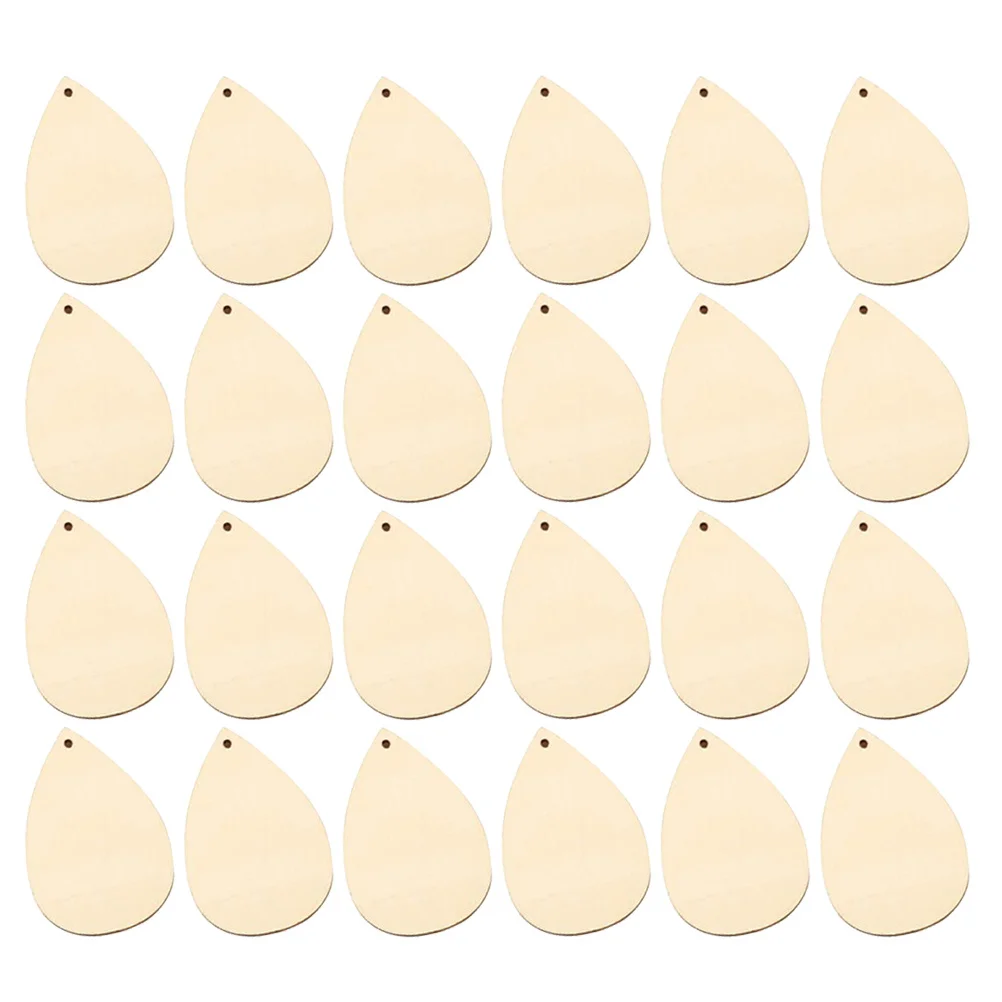 

50pcs Water Drop Wooden Pendant Cutouts Natural Wood Pieces For Crafts Diy Ornament Decorations Wedding Party Favor Activities