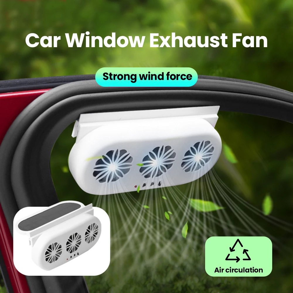 Car Window Exhaust Fan Air Circulation Cooler Car Inside Summer Cooling Fan Radiator Solar Powered Car Fan Energy Saving