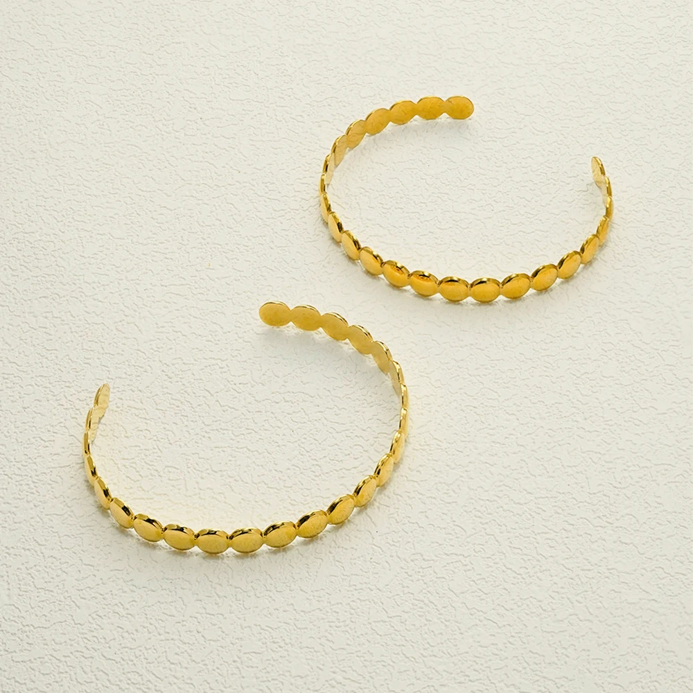 

ENFASHION Pulseras Geometry Simple Round Open Bracelet For Women's Stainless steel 18K Plated Gold Fashion Jewelry B252630